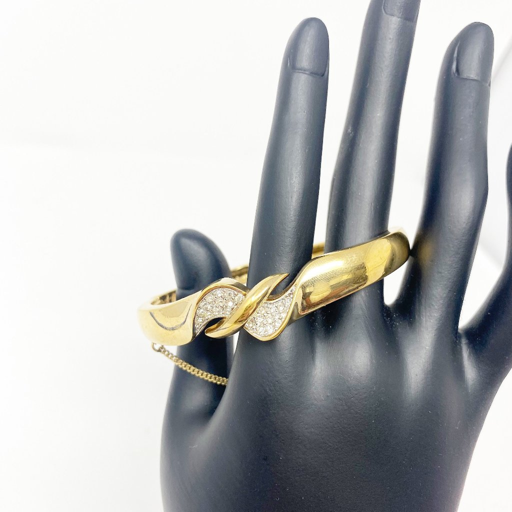 507 Vintage Panetta Gold Tone Bracelet With Pave Design